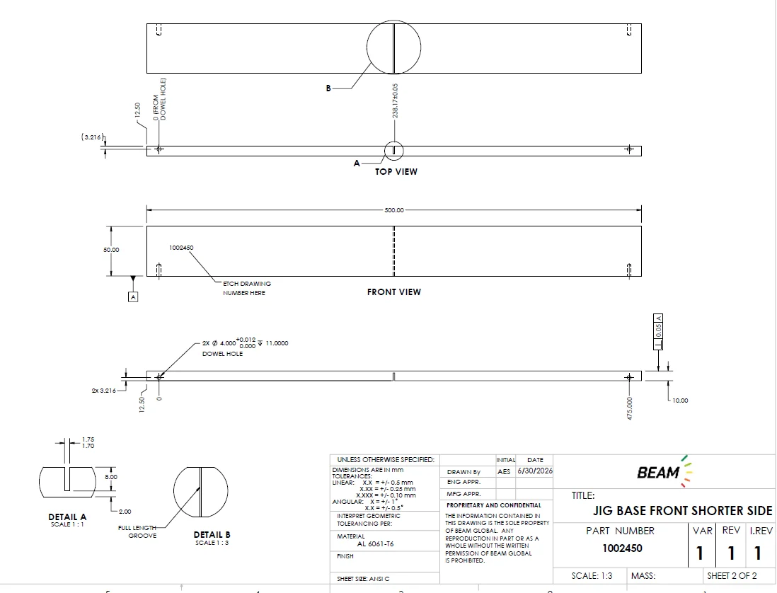 1002450 Custom Precision Aluminum Testing Fixture (Jig) – Hard Anodized Front Shorter Side Moc: AL6061-T6 view 4