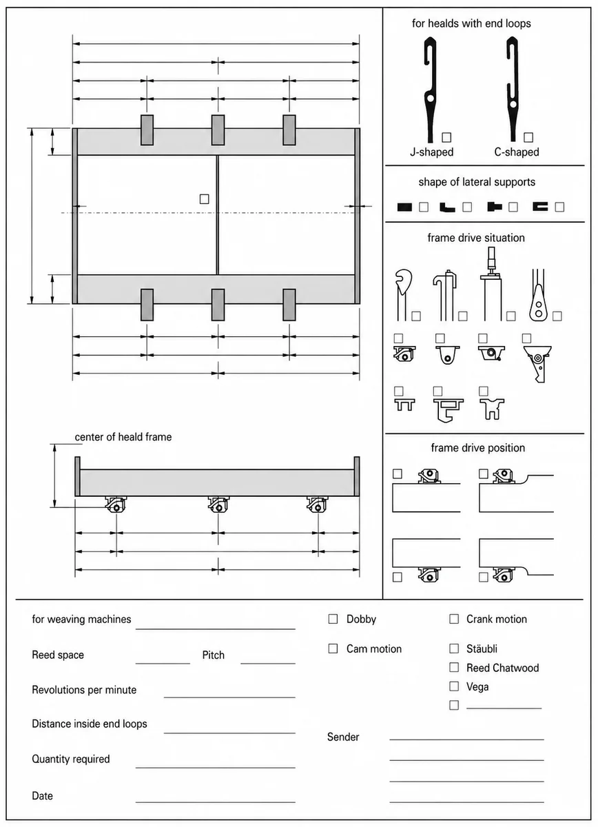 Heald Frame Specifications Asking Details Standard Data SHEET