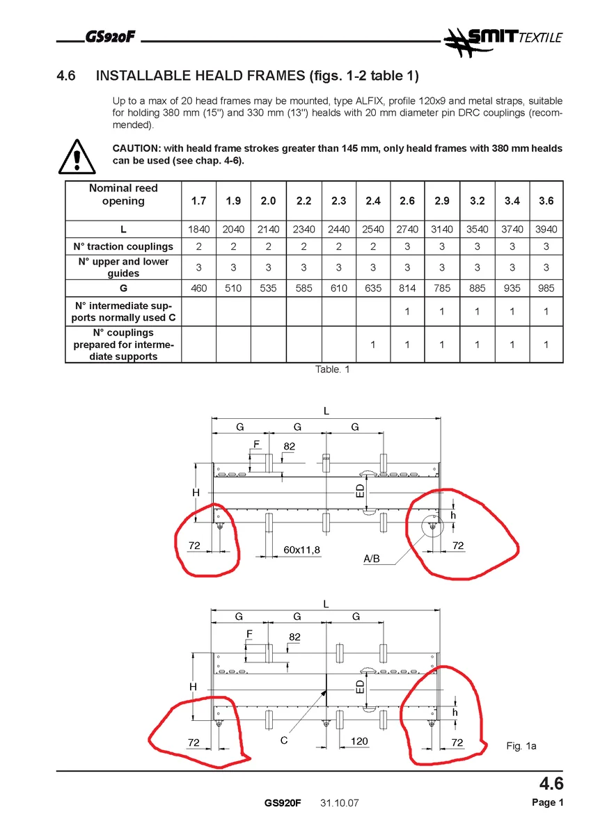 Heald Frame Sulzer Smit – 290 cms looms - 3140 mm Long For Staubli Dobby Model view 2
