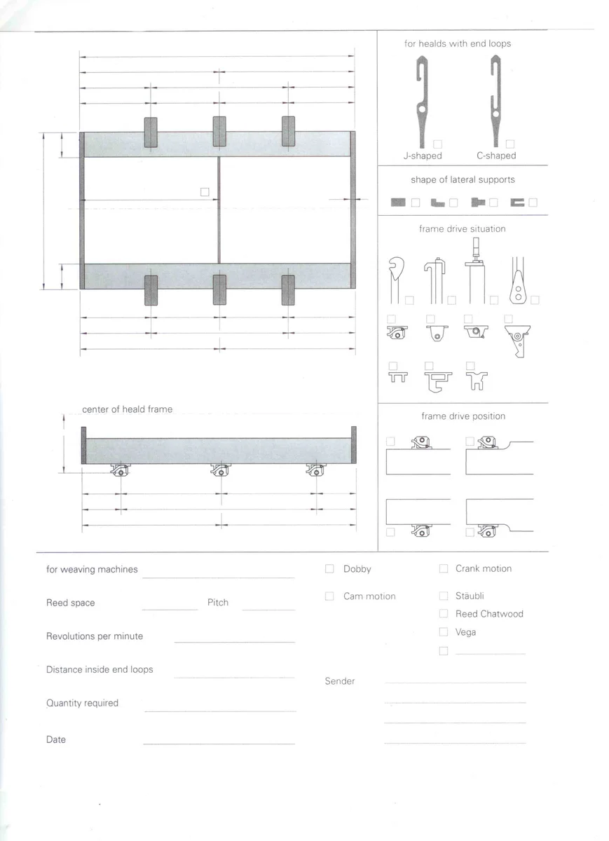 Heald Frame Sulzer Smit – 290 cms looms - 3140 mm Long For Staubli Dobby Model view 3