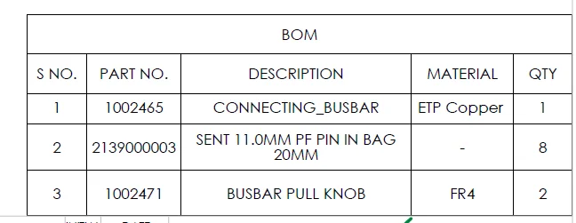 1002493CMP CONNECTING_BUSBAR ETP Copper with 2139000003 Centrally ENT 11.0MM Press Fit PIN Pcs 8 view 2