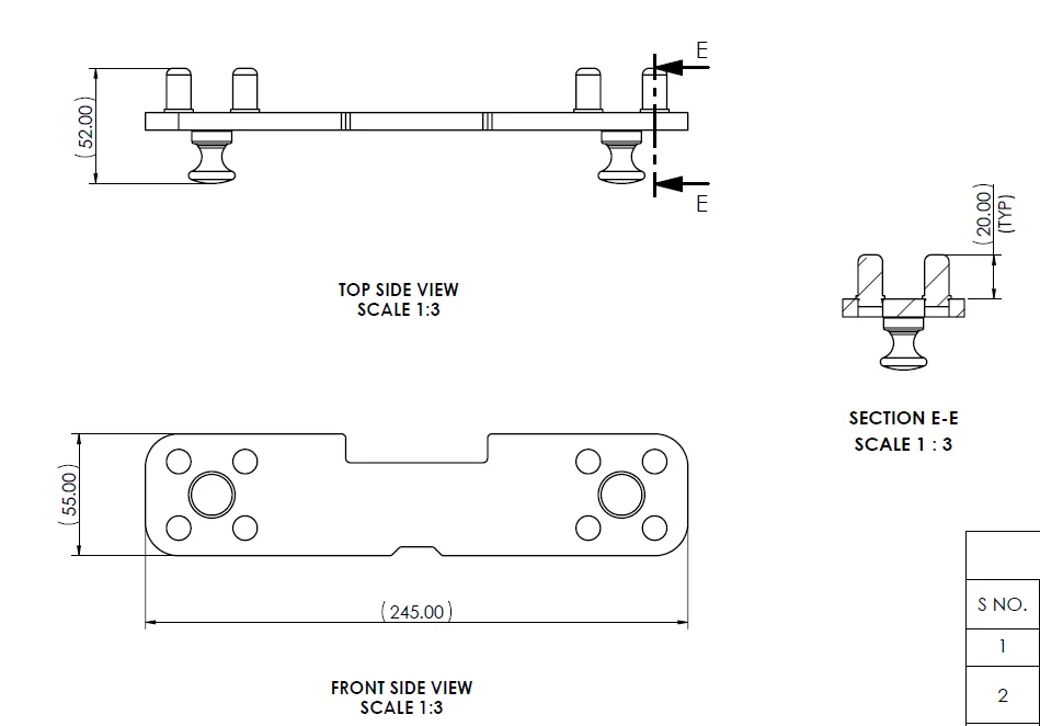 1002493CMP CONNECTING_BUSBAR ETP Copper with 2139000003 Centrally ENT 11.0MM Press Fit PIN Pcs 8 view 3