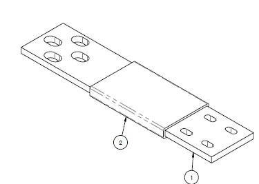 CONN BUSBAR WITHOUT INSULATION 3 P.No.1002796 (Copper part with Sufamate Coating and Tin Plating) view 2