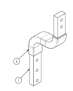 POSITIVE CONNECTOR BUSBAR WITHOUT INSULATION P.No.1002802 (Copper part with Sufamate Coating and Tin Plating) view 2