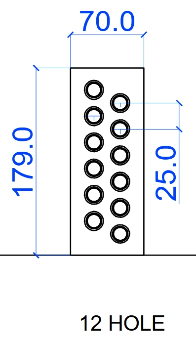 MS plate powder coated with Ceramic 180MM height X 50 MMX12 hole