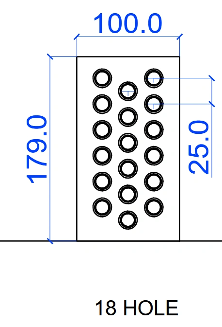 MS plate powder coated with Ceramic 180MM height X 50 MMX18 hole