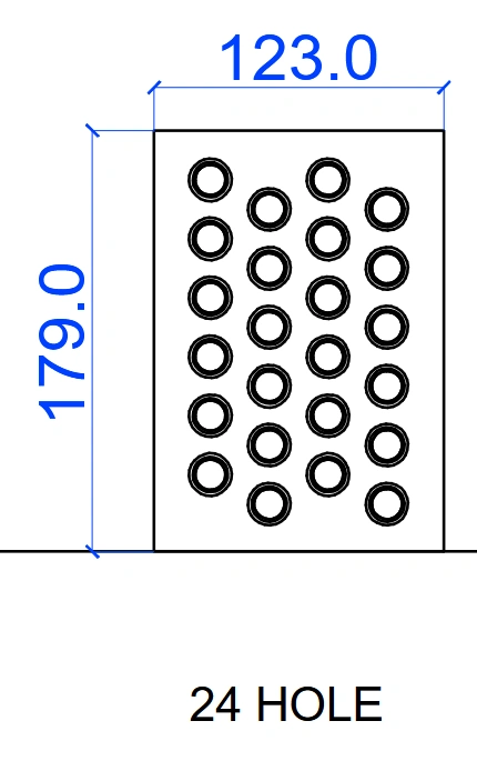 MS plate powder coated with Ceramic 180MM height X 50 MMX24 hole