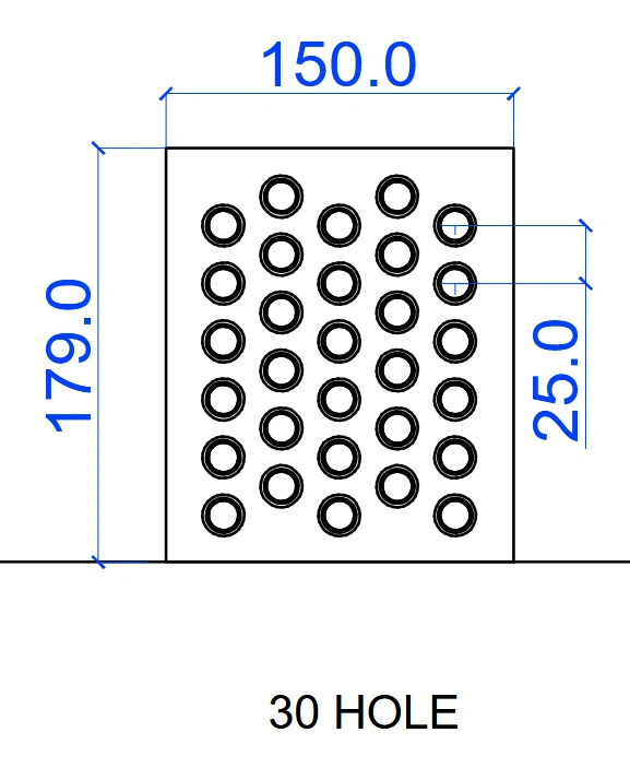 MS plate powder coated with Ceramic 180MM height X 50 MM X 36 hole