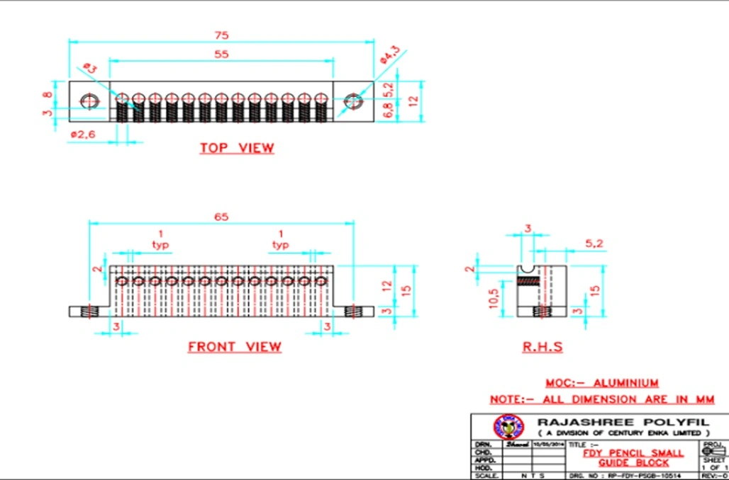 Pencil Guide Block FDY DRG:RP-FDY-PSGB-10514 view 2