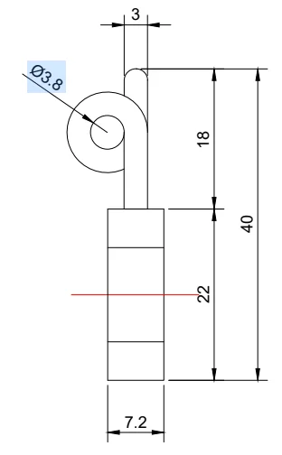 Pigtail Guide For Hss Winder Tranfer Tail (Total L-40 x CL-18 x CT-3 x PH-22 x PT-7.2, CR-3.8mm) WITH CERAMIC EYELET